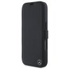 Etui Mercedes Book Case do iPhone 16 6.1” – Skórzane z Motywem Drewna, Czarne